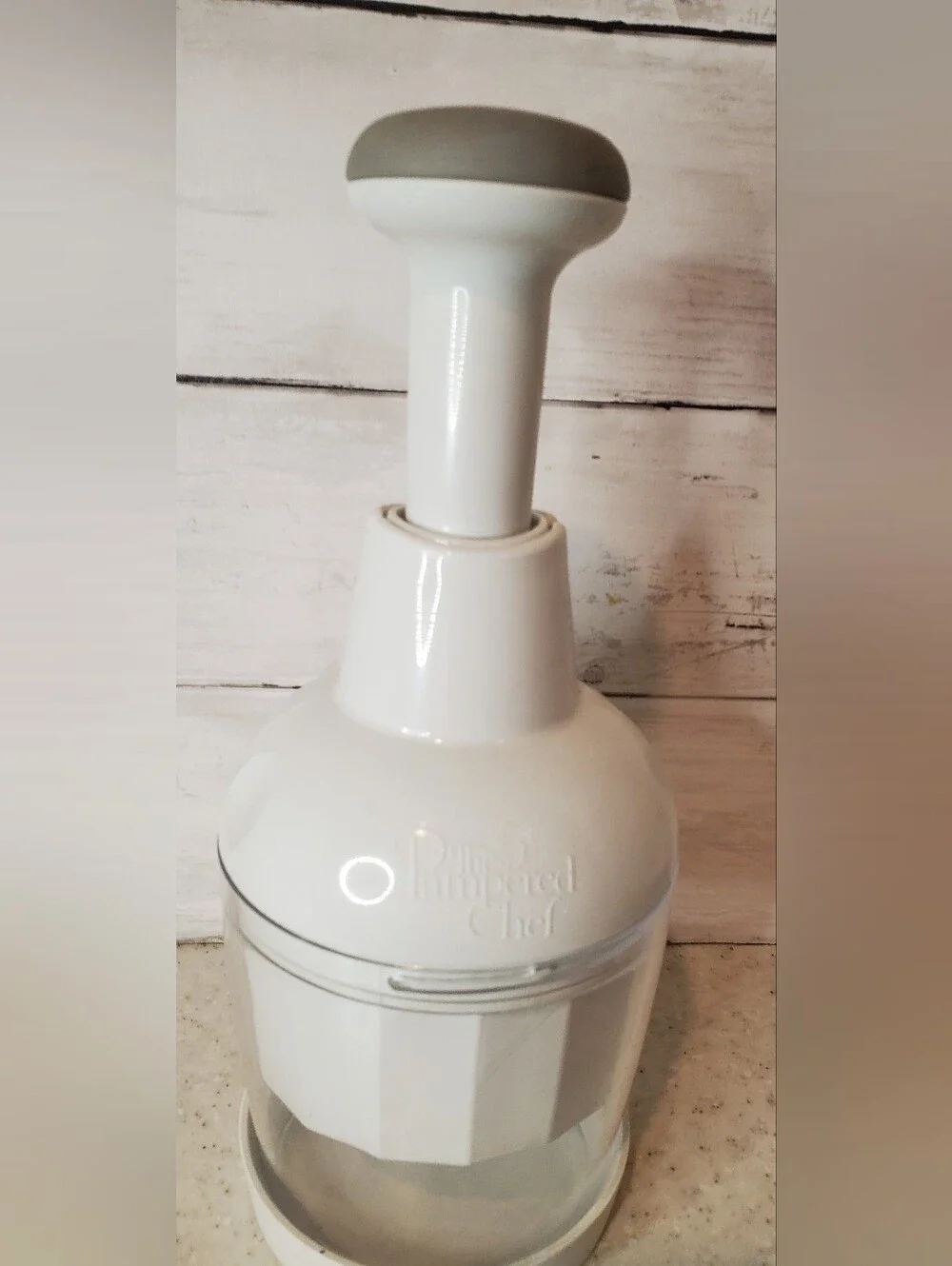 Pampered Chef Food Chopper Push Slap Chopper Manual Rotating Blade White